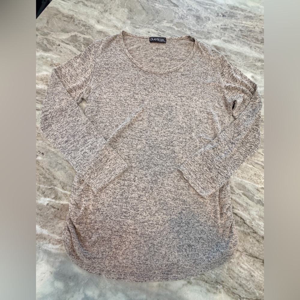 Due Time Maternity Heathered Taupe Knit Pullover Sweater XL